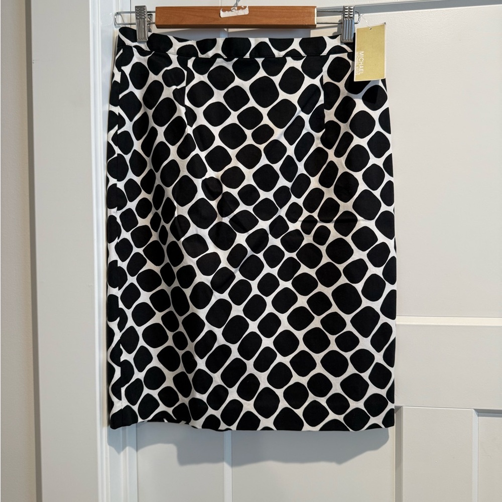 Michael Kors Black and White Patterned Pencil Skirt NWT